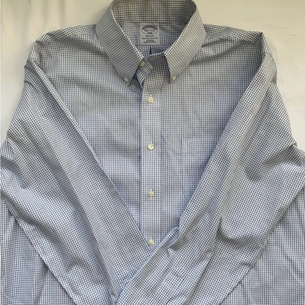 16.5 34/35 Brooks Brothers Regent Fit Checkered Dress Shirt - Picture 3 of 4
